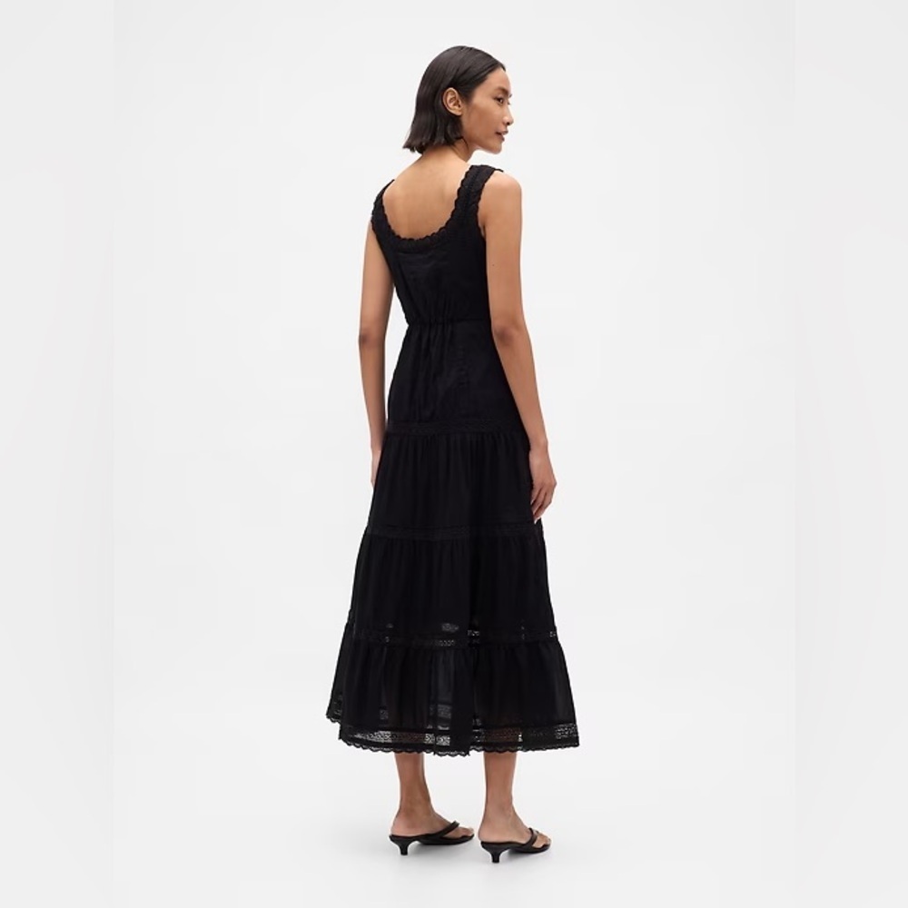 GAP Black Tiered Lace-Trim Maxi Dress - Picture 2 of 6